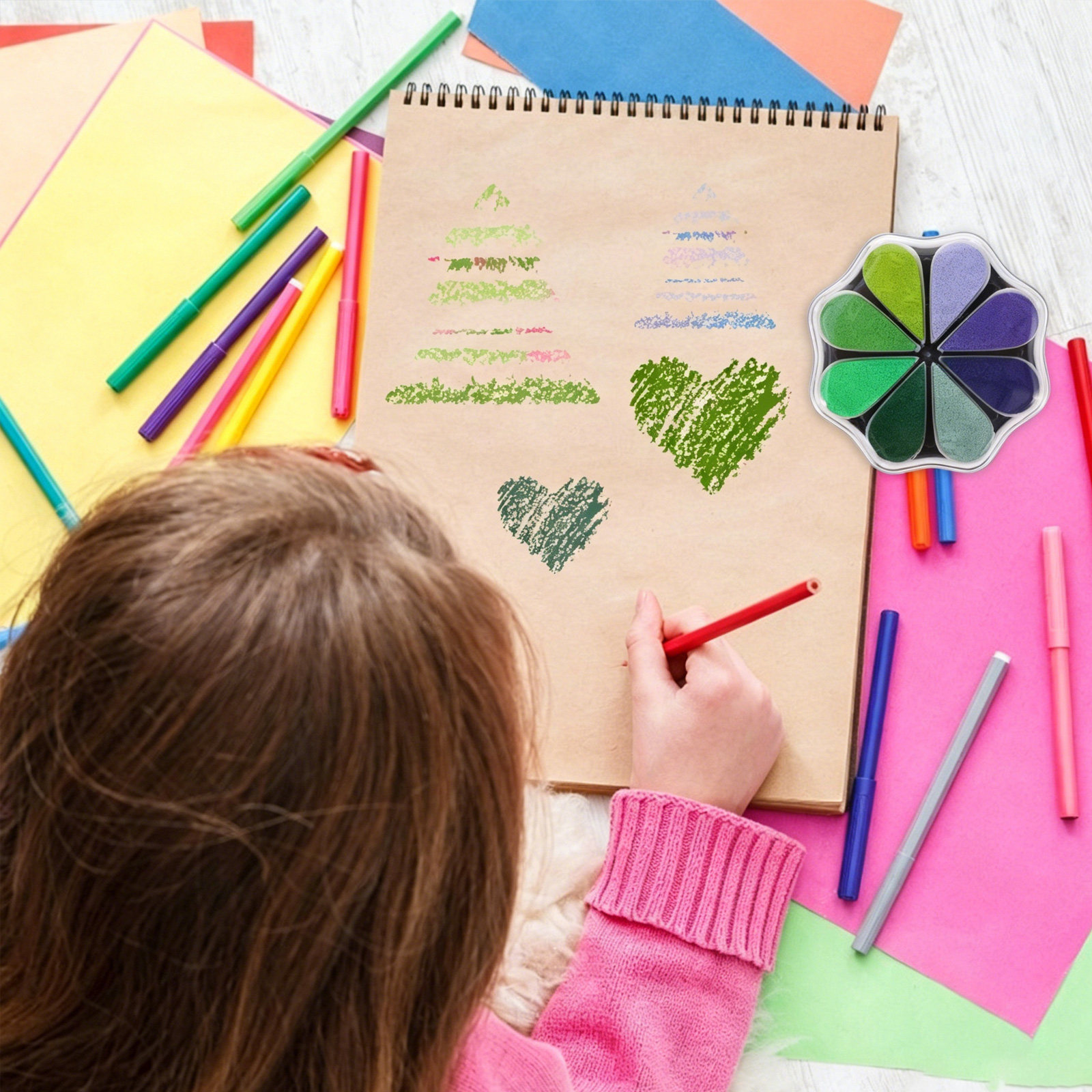 Art And Craft For Nursery - Красочная чернильная подушечка для штампов в